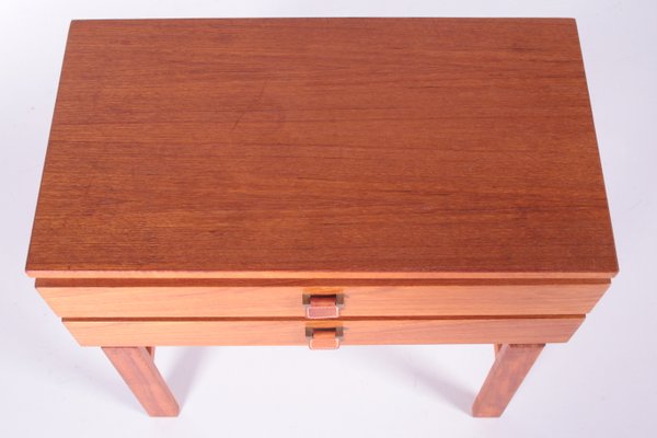 Vintage Teak Chest of Drawers with Leather Handles by Fröseke Nybrofabrik, 1970s-EZZ-1143680