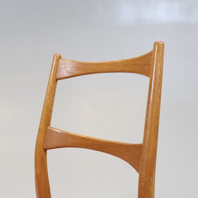 Vintage Teak Dining Chair with Red Fabric Seat, Sweden, 1960s-HJY-1750215