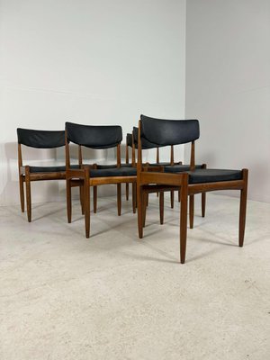 Vintage Teak Dining Chairs in Black Skai Fabric, Set of 6-GNW-1759964