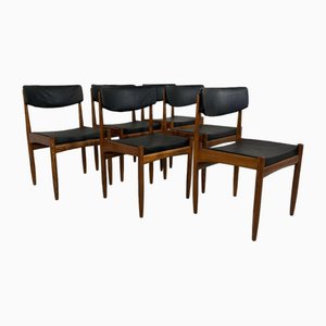 Vintage Teak Dining Chairs in Black Skai Fabric, Set of 6-GNW-1759964