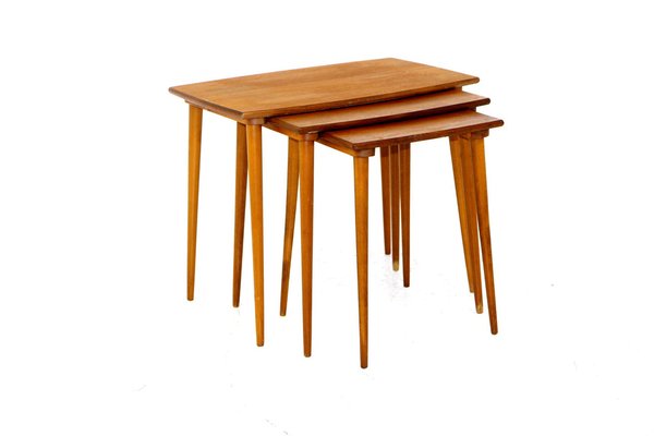 Vintage Teak Nesting Tables, Sweden, 1950s, Set of 3-GEK-1292120