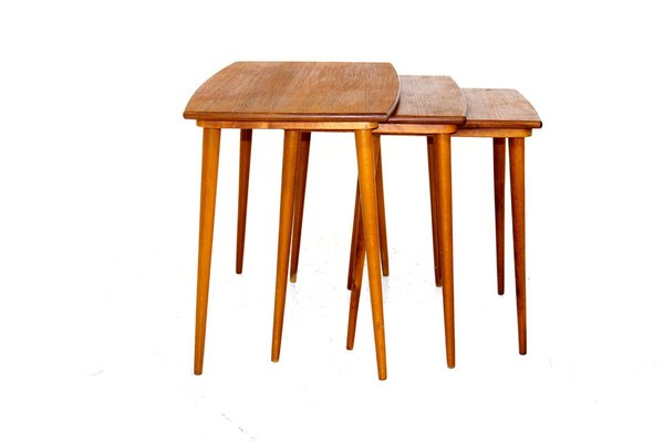 Vintage Teak Nesting Tables, Sweden, 1950s, Set of 3-GEK-1292120