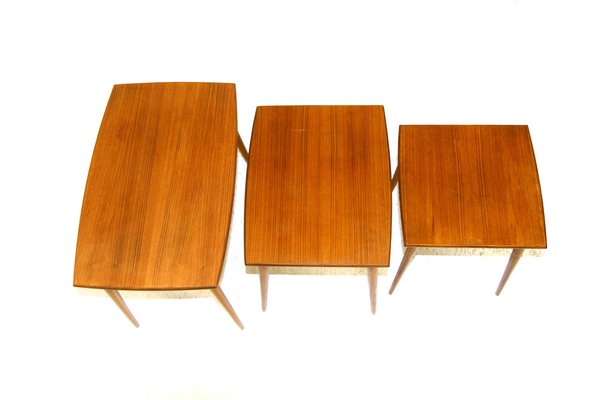 Vintage Teak Nesting Tables, Sweden, 1950s, Set of 3-GEK-1292120