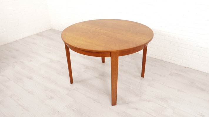 Vintage Teak Round Dining Table, 1950s-HPM-2031497