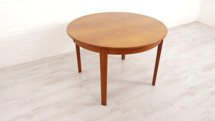 Vintage Teak Round Dining Table, 1950s-HPM-2031497