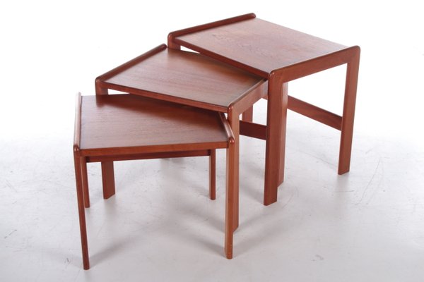 Vintage Teak Set of Side Tables, 1960s, Set of 3-EZZ-1112716