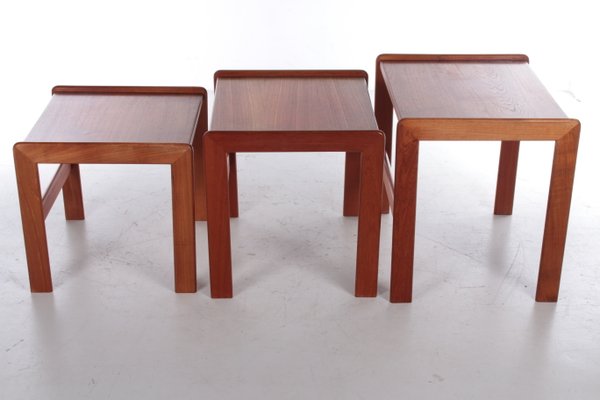 Vintage Teak Set of Side Tables, 1960s, Set of 3-EZZ-1112716