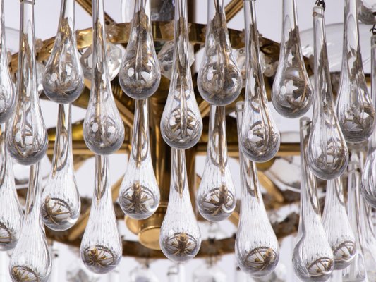 Vintage Teardrop Chandelier in Crystal Glass & Brass, 1960s-DEK-932771