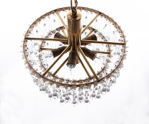 Vintage Teardrop Chandelier in Crystal Glass & Brass, 1960s-DEK-932771