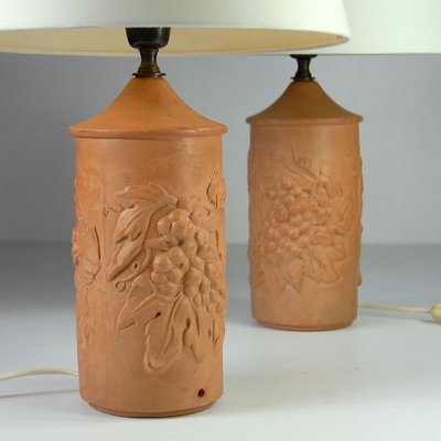 Vintage Terracotta Wine Grape Lamps, Set of 2-GIW-1315498