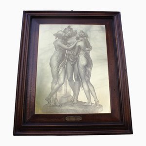 Vintage The Three Graces Drypoint Etching on Metal Plate, Framed-UWJ-1739157