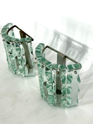 Vintage Thick Cut Glass Sconces from Zeroquattro, Italy, 1970s, Set of 2-OT-1209536