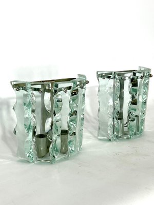 Vintage Thick Cut Glass Sconces from Zeroquattro, Italy, 1970s, Set of 2-OT-1209536