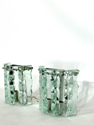 Vintage Thick Cut Glass Sconces from Zeroquattro, Italy, 1970s, Set of 2-OT-1209536