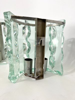 Vintage Thick Cut Glass Sconces from Zeroquattro, Italy, 1970s, Set of 2-OT-1209536