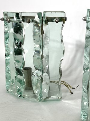 Vintage Thick Cut Glass Sconces from Zeroquattro, Italy, 1970s, Set of 2-OT-1209536