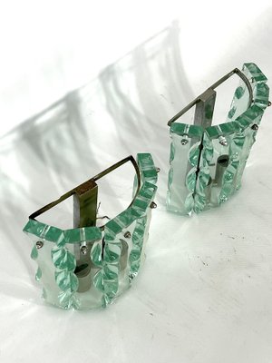 Vintage Thick Cut Glass Sconces from Zeroquattro, Italy, 1970s, Set of 2-OT-1209536