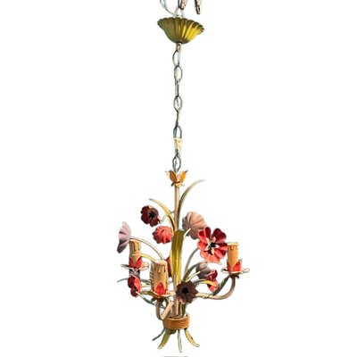 Vintage Tole Flower Chandelier, 1950s-JJC-1733992