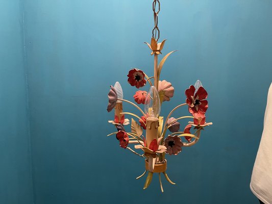 Vintage Tole Flower Chandelier, 1950s-JJC-1733992