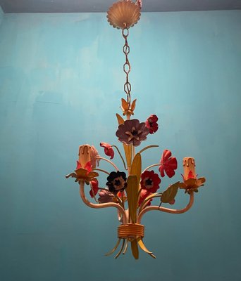 Vintage Tole Flower Chandelier, 1950s-JJC-1733992