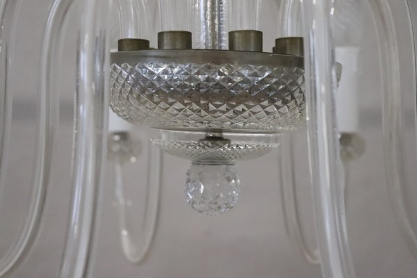 Vintage Transparent Murano Glass Chandelier, 1980s-DCO-1361322