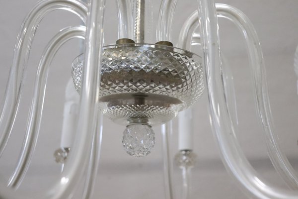 Vintage Transparent Murano Glass Chandelier, 1980s-DCO-1361322