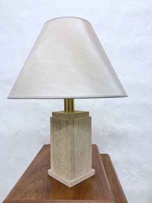 Vintage Travertin Table Lamp with Square Foot, 1960s-AET-1790806