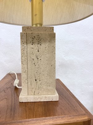 Vintage Travertin Table Lamp with Square Foot, 1960s-AET-1790806