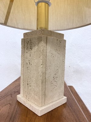 Vintage Travertin Table Lamp with Square Foot, 1960s-AET-1790806