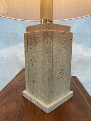 Vintage Travertin Table Lamp with Square Foot, 1960s-AET-1790806