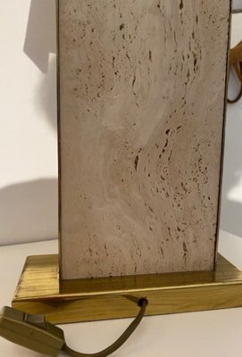 Vintage Travertine & Brass Table Lamp, 1970s-TIE-1790264