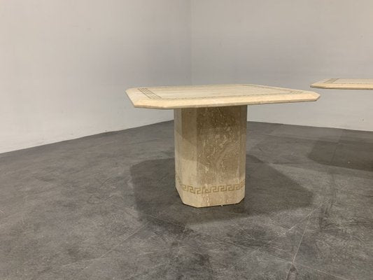 Vintage Travertine Coffee Table and Side Tables, 1980s, Set of 3-IRH-767679