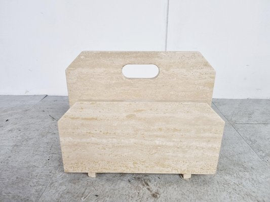 Vintage Travertine Magazine Holder, 1970s-IRH-1385803