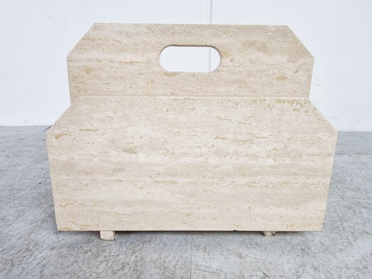 Vintage Travertine Magazine Holder, 1970s-IRH-1385803