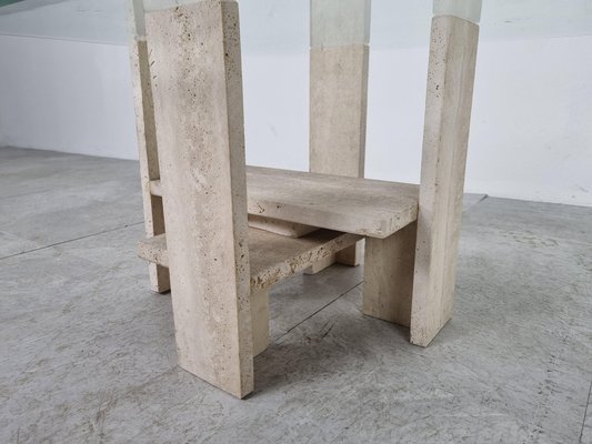 Vintage Travertine Side Tables by Willy Ballez from Design M, 1970s, Set of 2-IRH-1324433