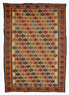 Vintage Tribal Nomadic Caucasian Soumak Sumakh Kilim Rug, 1950s-UZN-1393448