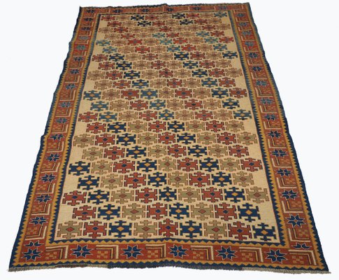 Vintage Tribal Nomadic Caucasian Soumak Sumakh Kilim Rug, 1950s-UZN-1393448