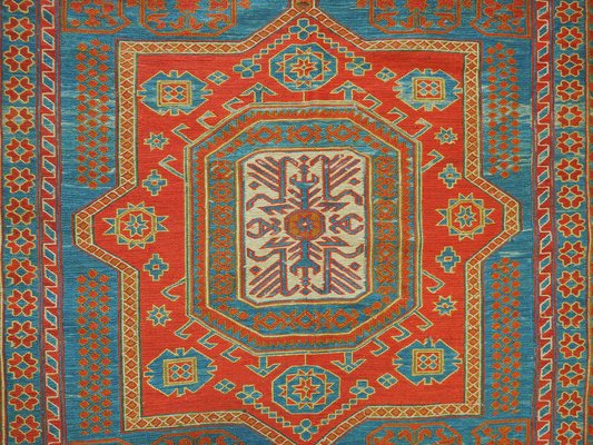 Vintage Tribal Nomadic Caucasian Sumakh Kilim Rug, 1950s-UZN-1393449