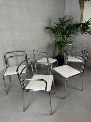 Vintage Tubular Frame Chairs from Meurop, Set of 5-VUD-2034537