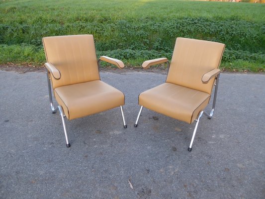 Vintage Tubular Steel Armchairs, 1950s, Set of 2-AWL-1450194