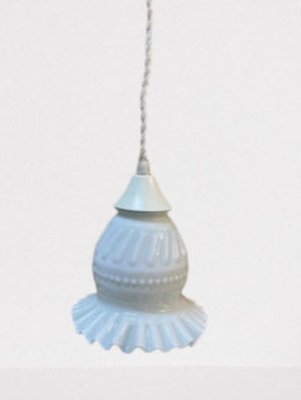 Vintage Tulip Ceiling Lamp in White Curly Opaline, 1950s-SNX-1770325