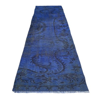 Vintage Turkish Blue Runner Rug-AIV-1332965