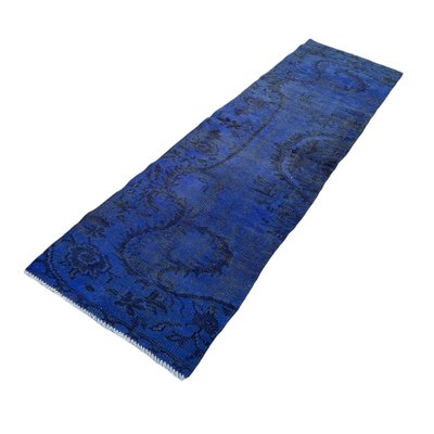 Vintage Turkish Blue Runner Rug-AIV-1332965