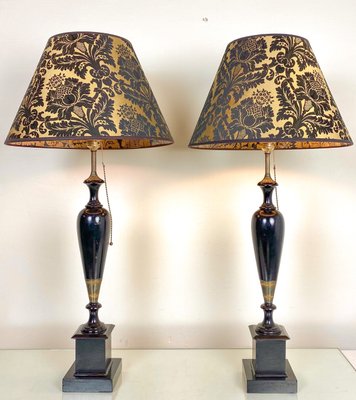 Vintage Turned Wood Table Lamps, 1950s, Set of 2-WZZ-1718061