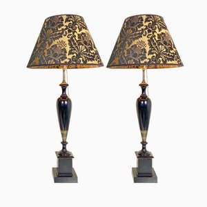 Vintage Turned Wood Table Lamps, 1950s, Set of 2-WZZ-1718061