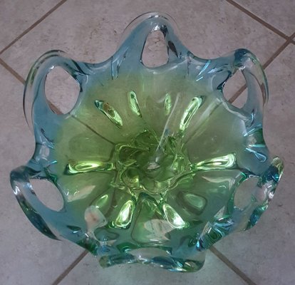 Vintage Turquoise Blue & Green Murano Glass Bowl, 1950s-QDP-894433