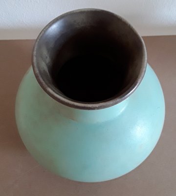 Vintage Turquoise Glazed Ceramic Vase, 1970s-HOI-1358222