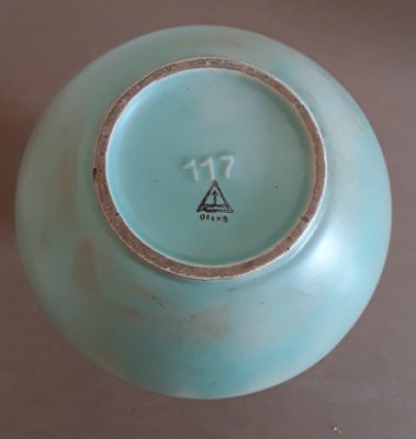 Vintage Turquoise Glazed Ceramic Vase, 1970s-HOI-1358222