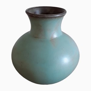 Vintage Turquoise Glazed Ceramic Vase, 1970s-HOI-1358222