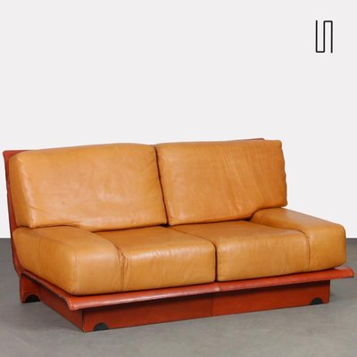 Vintage Two-Seater Leather Sofa by Gérard Guermonprez, 1970s-DAD-1747956